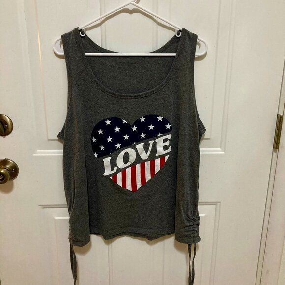Bobbie Brooks Tops - Bobbie Brooks Tank Top Women's Size 1X Gray Patriotic Side Tie MUST BE BUNDLED